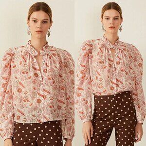 NWT Alix of Bohemia Annabel Camellia Floral Puffed Women's Shirt Size: Medium